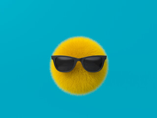 3D fluffy emoji wearing sunglasses