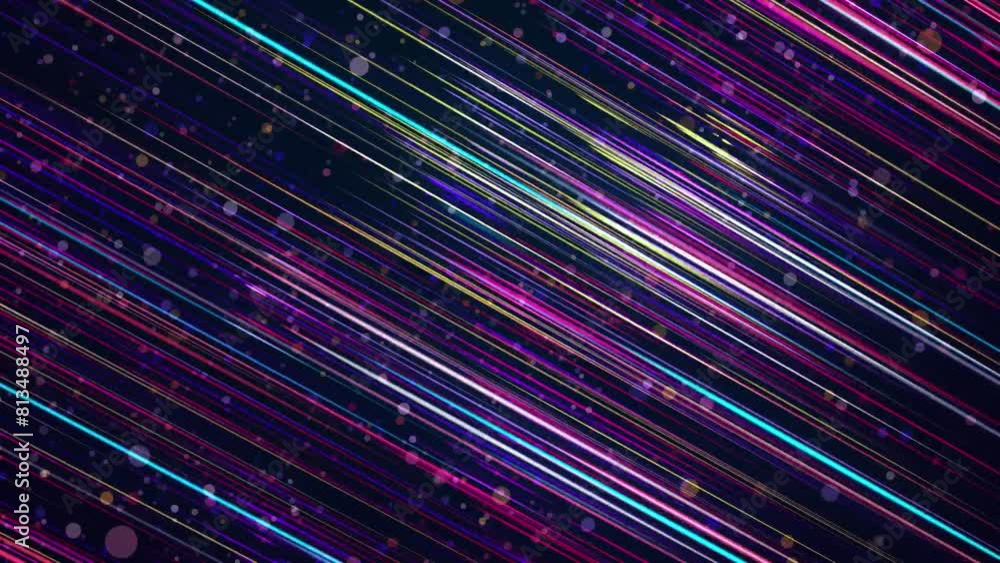 Poster light streaks or multicolor light trails. flow of lines form wall. 3d abstract bg with glow linear s