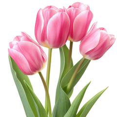 Fototapeta premium Pink tulips on white background,png