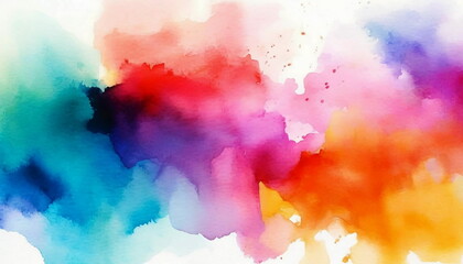 Abstract colorful watercolor long splatters. Reds, purples, orange and blues mixing together. Background wallpaper.