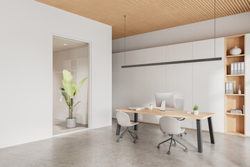 Glass and white open space office corner