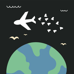 Travel the world. Summer holidays card. travel summer card. Catch the summer vibe concept. Earth day concept. Save planet. Ecology environment, eco planet, world green Flat vector style illustration