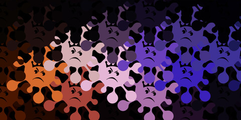 Dark pink, yellow vector pattern with coronavirus elements.