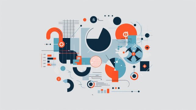 An infographic image representing data analysis with charts and graphs. AIG51A.