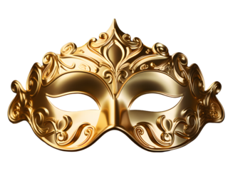 golden venetian mask for night party club PNG