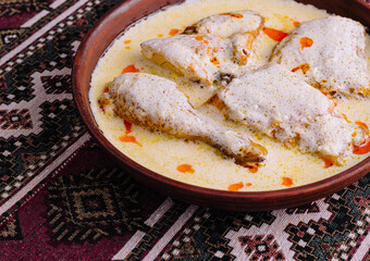 Traditional chicken dish in creamy sauce