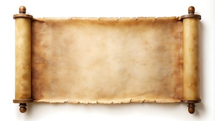 antique blank scroll on white background