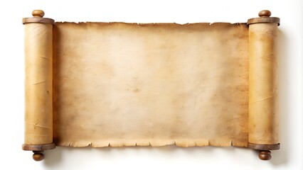 antique blank scroll on white background