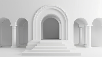 White Arch 3d podium architecture building white background