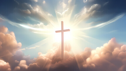 Fototapeta premium The cross shines in the sky