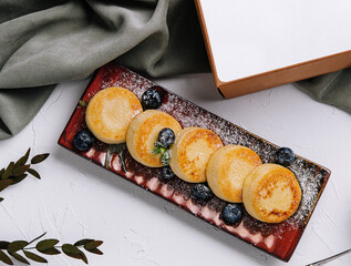 Elegant dessert presentation with blank menu card