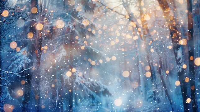 Winter Wonderland Magic: An Abstract Winter Scene Capturing The Enchantment Of The New Year Festivities. Ensure It's Spacious And Clutter-free In Portrait Orientation.