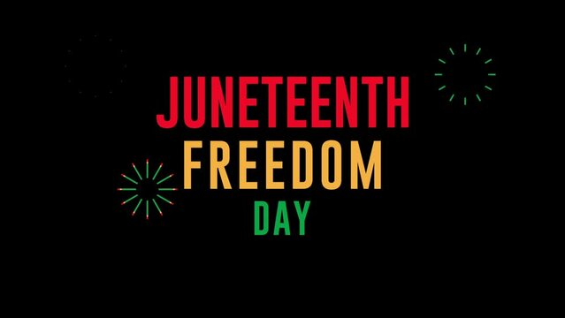 Juneteenth Independence Day  animated text. Freedom or Emancipation day.