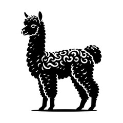 Fototapeta premium Minimalist Alpaca Silhouette- Captured in Vector Art, Embracing the Serenity of Mountain Landscapes- Alpaca Illustration- Alpaca Vector.