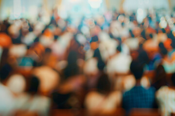 Engaged Business Conference or Seminar Audience: Diverse Attendees at Conference, Dynamic Blurred Background for Versatile Copy Space...