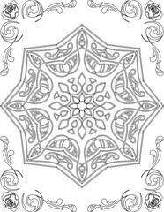 Printable Mandala Coloring Page for Adults. Educational Resources for School for Kids. Adults Coloring Book. Mandala Coloring Activity Worksheet.