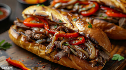 Sizzling Philly Cheesesteak Delight with Fresh Veggies