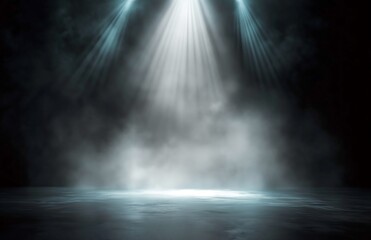 dark smoky background with spot lighting, showroom for product showcase