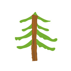 Cartoon Christmas tree illustration on white background. Vector illustration