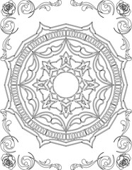 Printable Mandala Coloring Page for Adults. Educational Resources for School for Kids. Adults Coloring Book. Mandala Coloring Activity Worksheet.