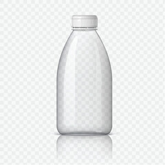 Realistic plastic bottle for water on a transparent background. Vector illustration