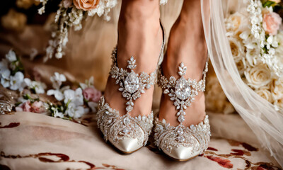 wedding shoes and accessories. Selective focus.