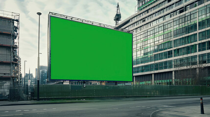 Obraz premium Urban green screen billboard for text input