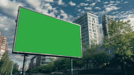 Fototapeta premium green screen billboard for text input in city