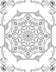 Printable Mandala Coloring Page for Adults. Educational Resources for School for Kids. Adults Coloring Book. Mandala Coloring Activity Worksheet.