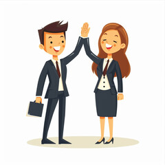 
Business team giving high fives to each other in the style of a business meeting or corporate training with a group of people