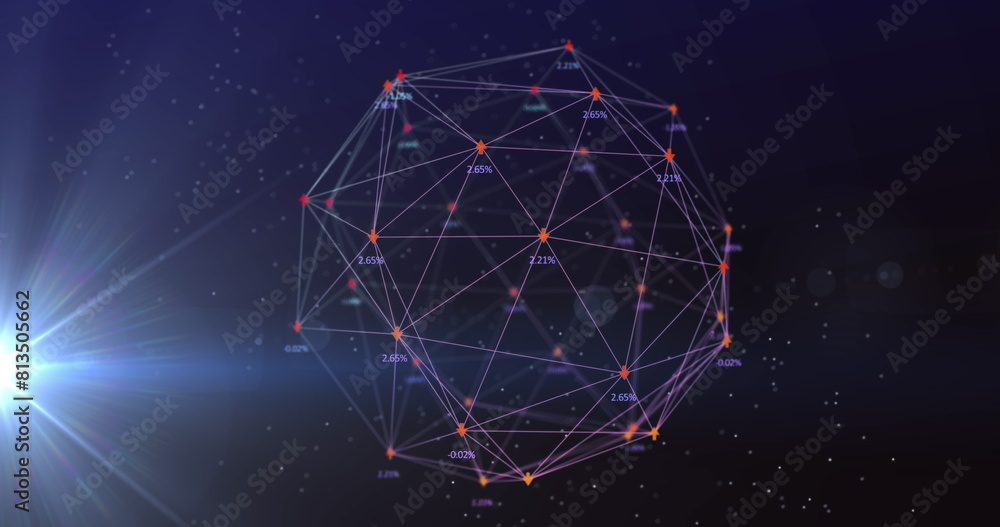 Aufkleber image of network of connections with icons over data processing
