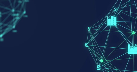 Image of network of connections over dark background