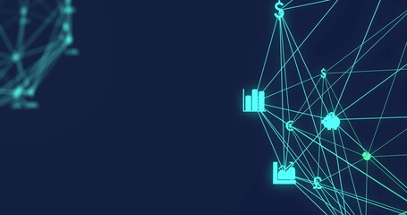 Image of network of connections over blue background