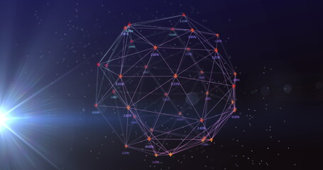 Image of network of connections with icons over data processing