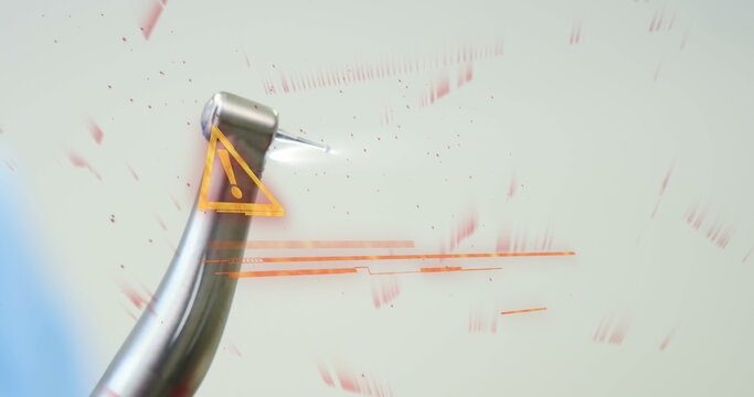 Image of danger text over dental drill - Powered by Adobe