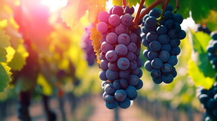Close-up of a blue grape hanging in a vineyard