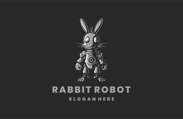 Fototapeta premium Rabbit robot style logo icon design template flat vector