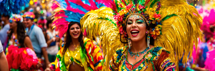 girl in a suit at the Brazilian carnival. Selective focus. - Powered by Adobe