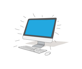 Computer desktop cartoon vector illustration