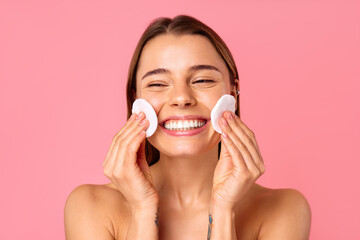 Cosmetology, beauty and spa treatment. Woman in lingerie on pink background.