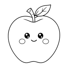 Cute vector illustration apple drawing for toddlers book