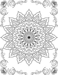 Printable Mandala Coloring Page for Adults. Educational Resources for School for Kids. Adults Coloring Book. Mandala Coloring Activity Worksheet.