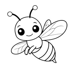 Cute vector illustration bee for kids coloring activity page