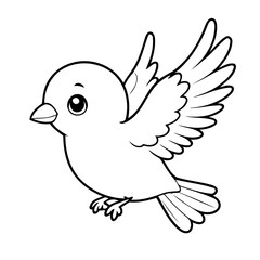 Simple vector illustration of Bird hand drawn for toddlers