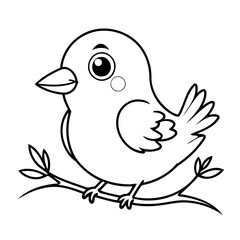 Cute vector illustration Bird for kids colouring page