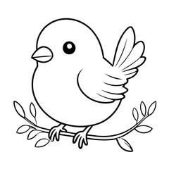 Cute vector illustration bird drawing for toddlers coloring activity