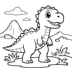 Cute vector illustration Dino doodle for toddlers worksheet