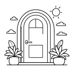 Cute vector illustration Door hand drawn for kids page