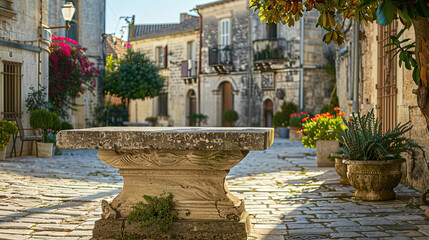 Elegant Stone Table with Town Square Backdrop
