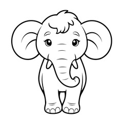 Cute vector illustration mammoth drawing for children page
